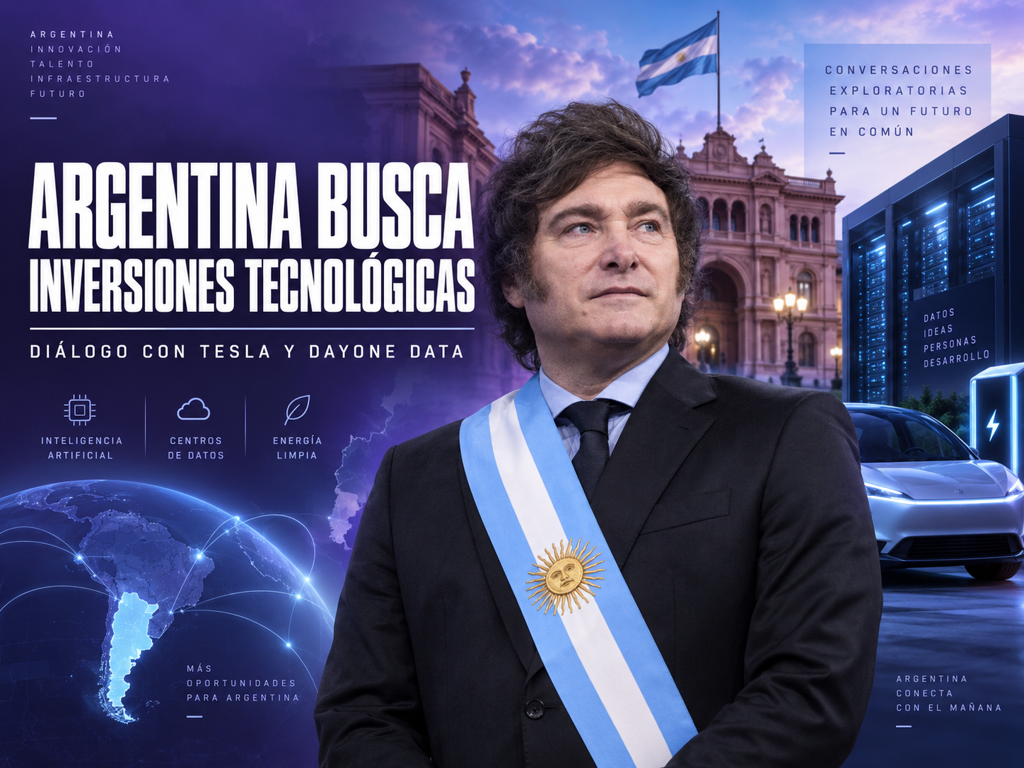 Tesla y DayOne Data en la Casa Rosada: Milei posiciona a la Argentina ante la economía del futuro
